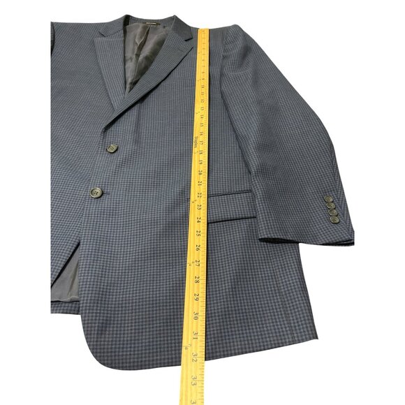 Pronto Uomo Platinum Executive Fit Blazer Navy Checkered Jacket Wool Blend 46R - Picture 6 of 7
